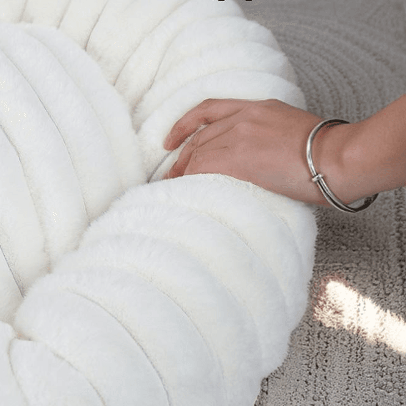 Hvit myk cord donut hundeseng 60cm