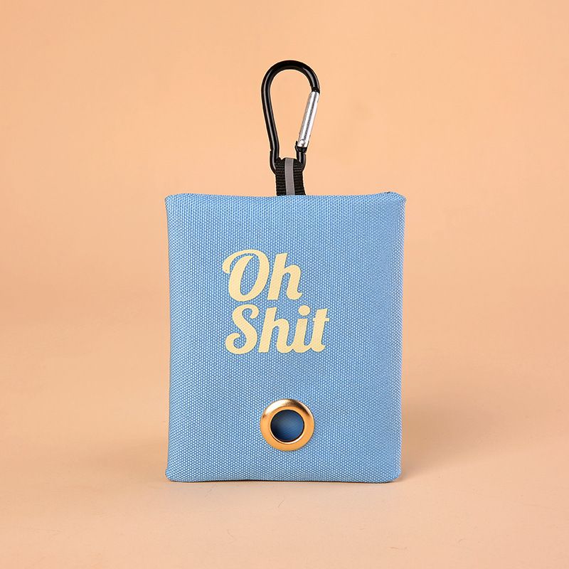 Lyseblå hundeposeholder - Oh Shit