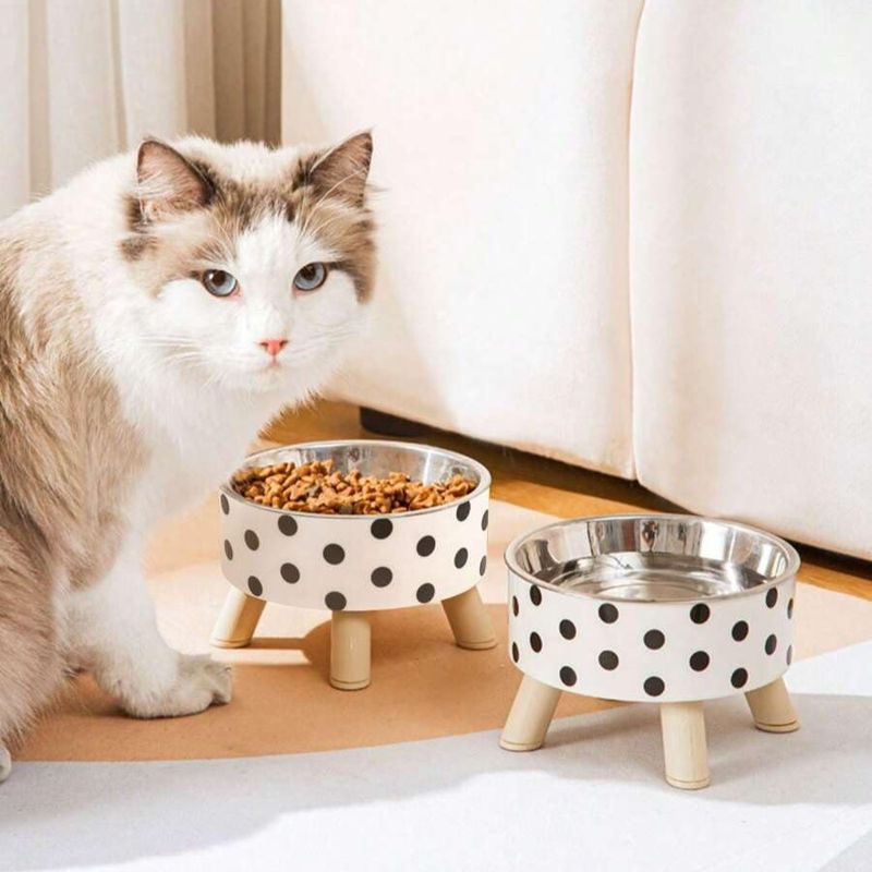 Minimalistisk polkadot hundeskål med bein