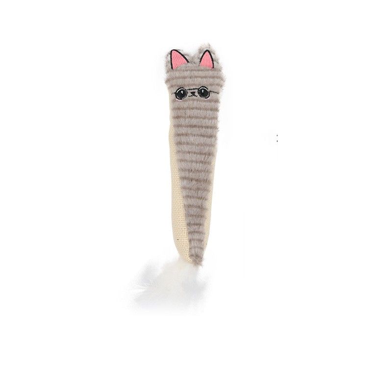 Lang sisal og plush Katteleke med fjær - 33cm