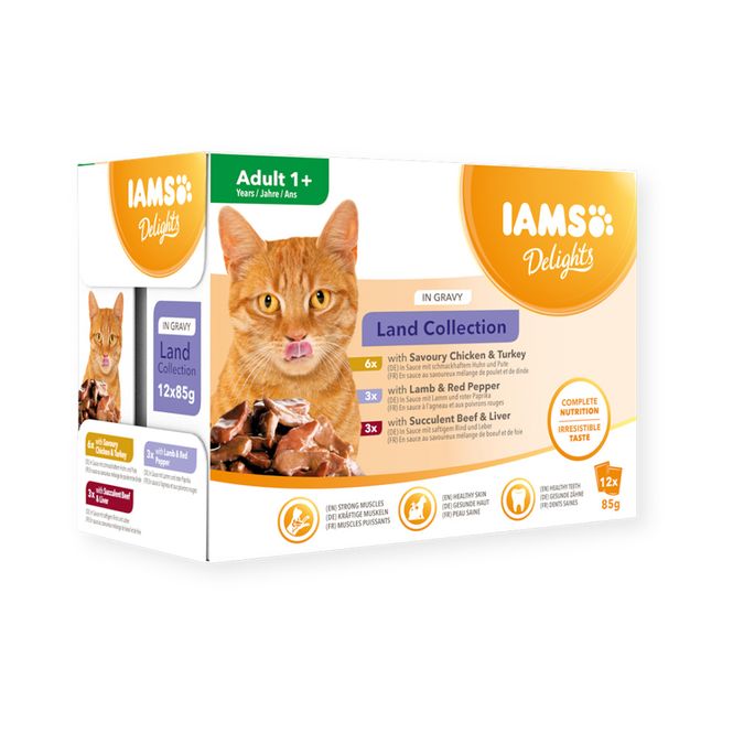 Hovedbilde IAMS DELIGHT CAT Adult Land Collection i saus 12 x 85 g