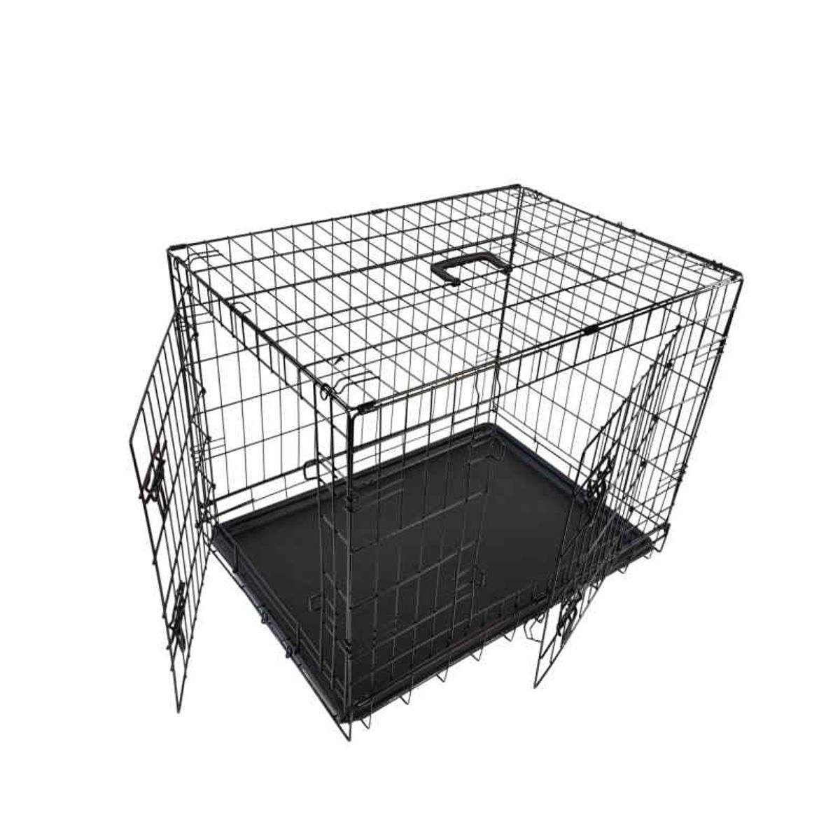 Medium sammenleggbart stålbur til hund (78x55x62cm)