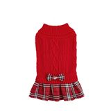 Hovedbilde Julerød strikket hundegenser med skjørt