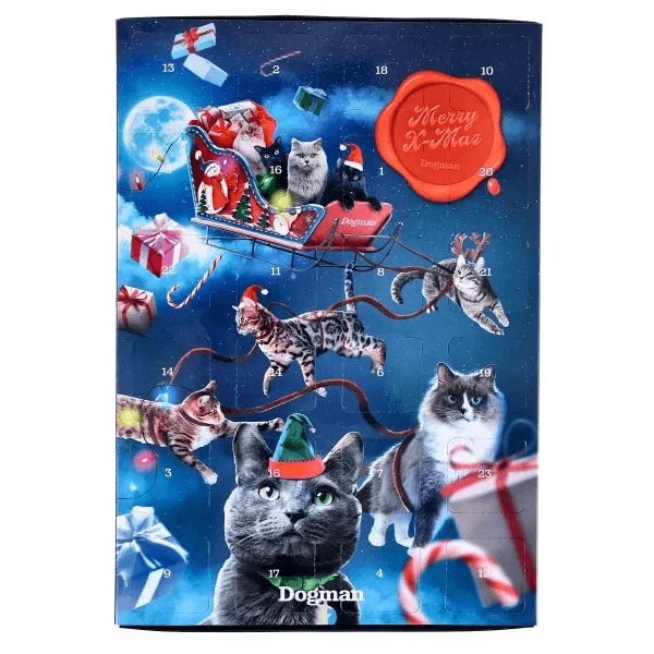 Hovedbilde Julekalender til katt med ulike godbiter