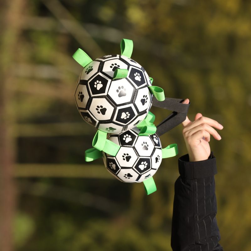 Oppblåsbar fotball til hund - solid, spretten ball for aktiv lek og trening, Ø: 15 cm