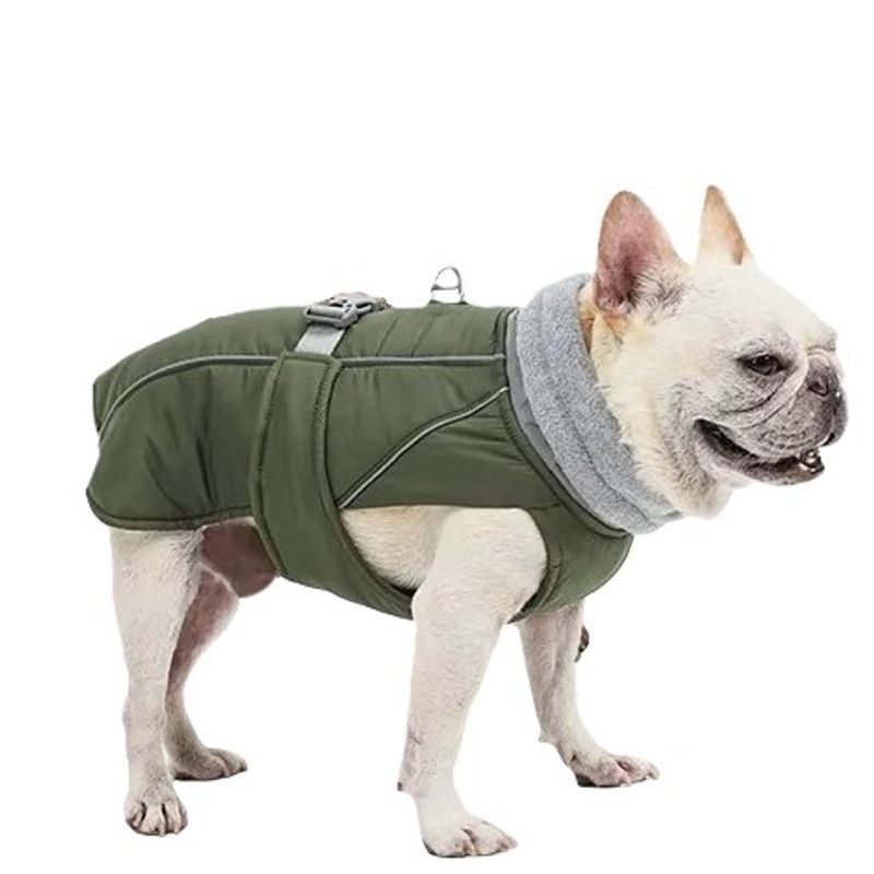 Militærgrønt vannavvisende varmt hundedekken med refleks