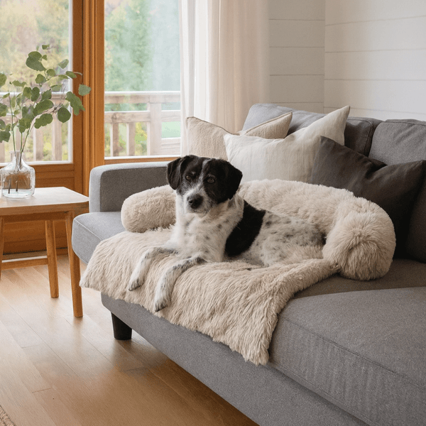 Hovedbilde Lys grå hundeseng til sofa, seng, bil og gulv - Seng til hund og katt