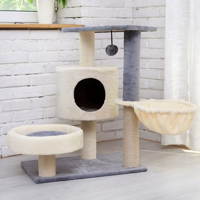 Hovedbilde Grått/Lyst kloremøbel til katt, 75cm høyt