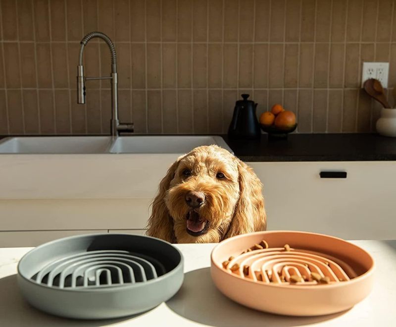 Rosa regnbue slikkematte slowfeeder til hund og katt
