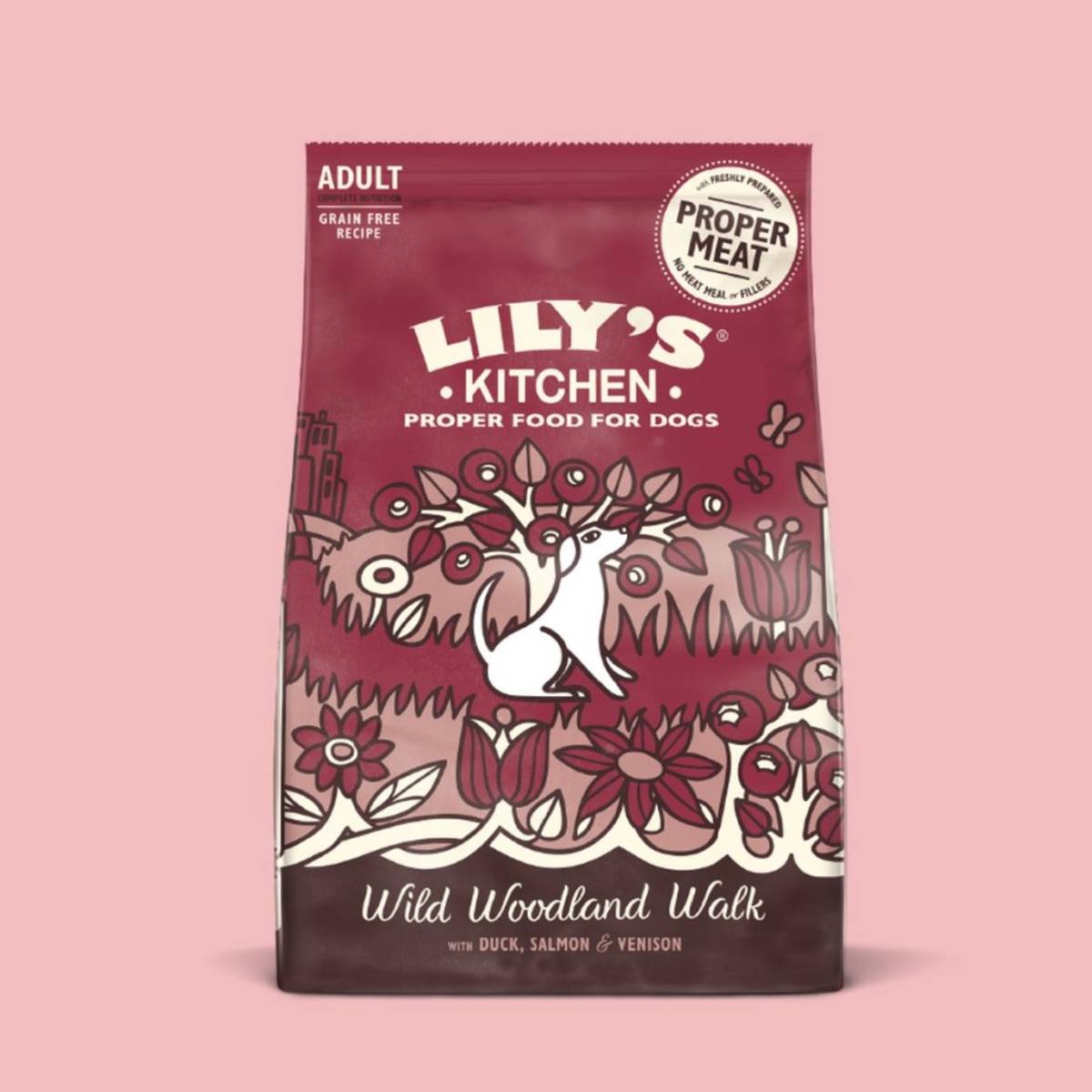 Lilys Kitchen Adult Dog, Duck, Salmon & Venison 2,5kg + Tinnbeholder