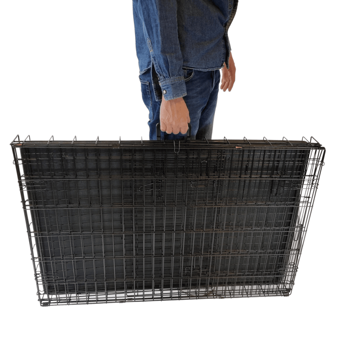 Large sammenleggbart stålbur til hund (93x62x69cm)