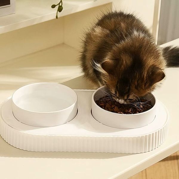 Hovedbilde Design keramikkskåler med rillet stativ til hund og katt