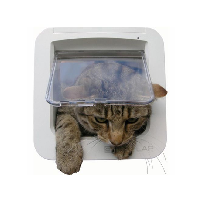 Hovedbilde Hvit Sureflap kattedør - Katteluke med chipleser