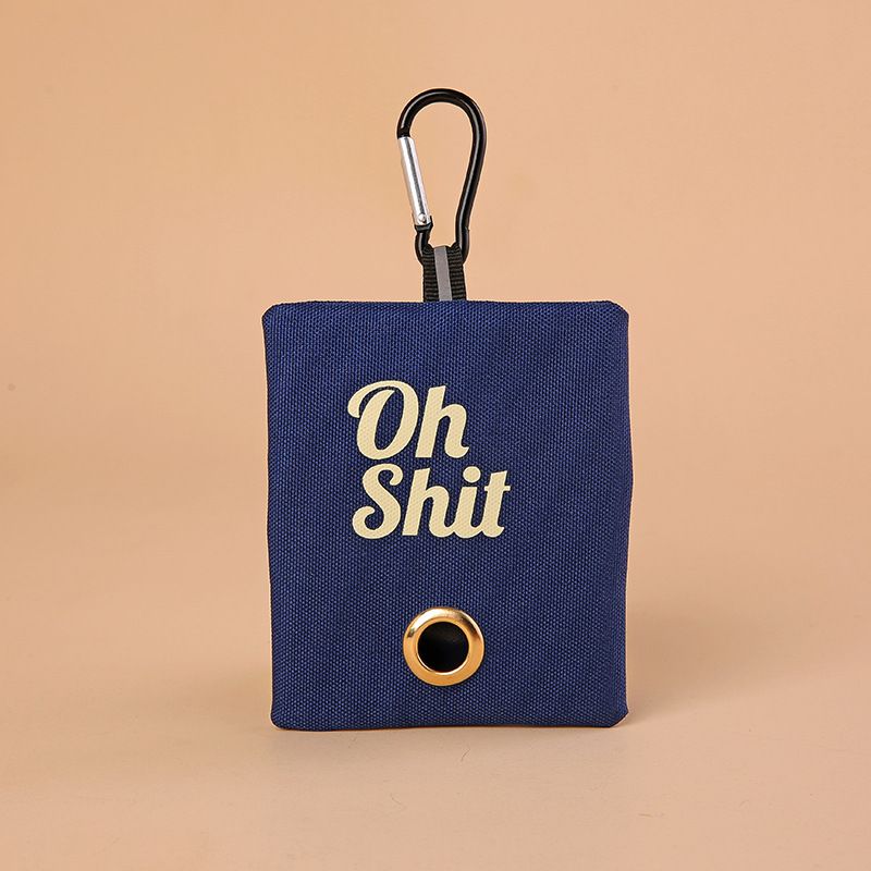 Mørk blå hundeposeholder - Oh Shit
