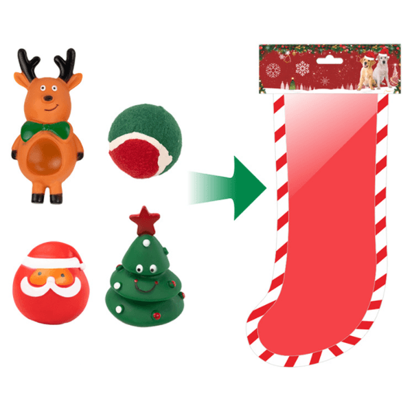 Hovedbilde Julestrømpe med hundeleker 4pk, julegave til hund