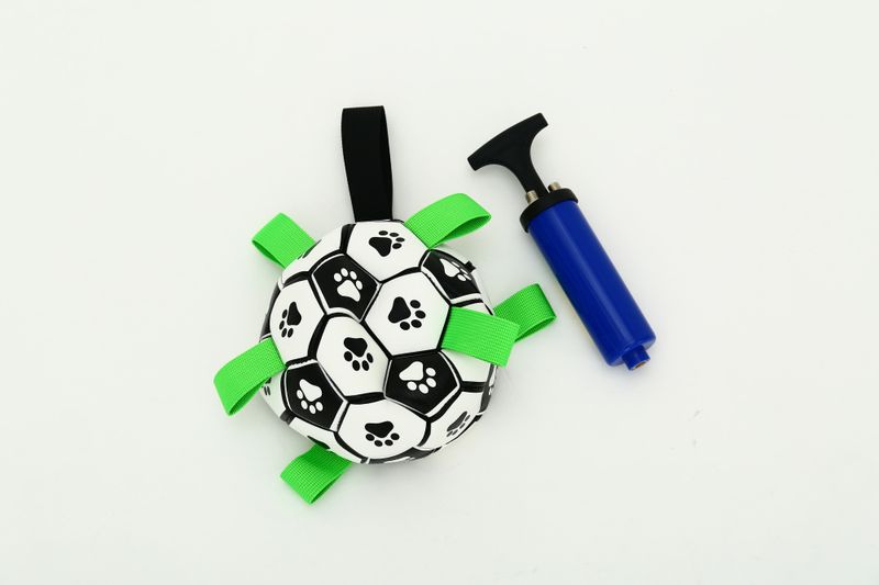 Oppblåsbar fotball til hund - solid, spretten ball for aktiv lek og trening, Ø: 15 cm
