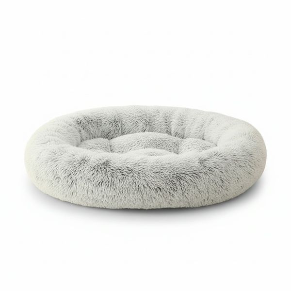 Hovedbilde Lys grå oval fluffy ortopedisk hundeseng - 2 str