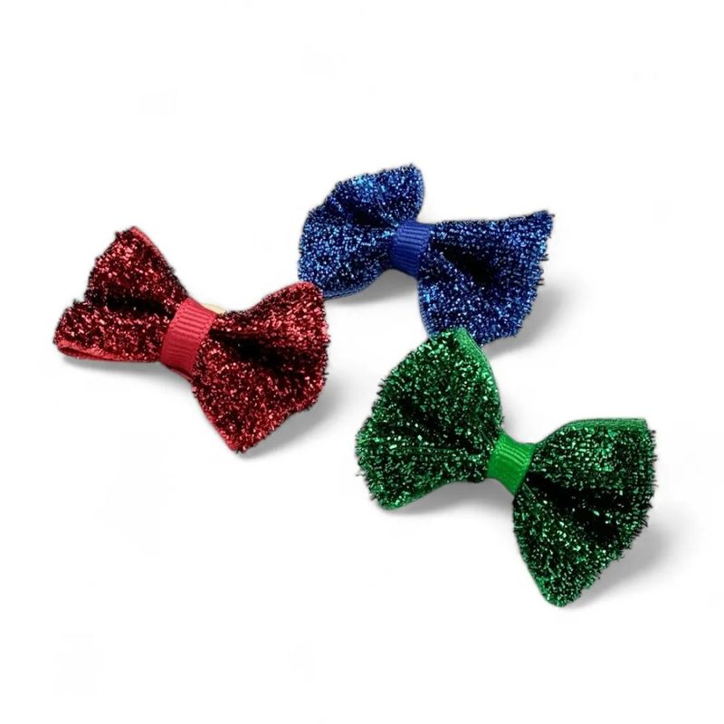 3pk ensfarget enkel pelssløyfe med glitter