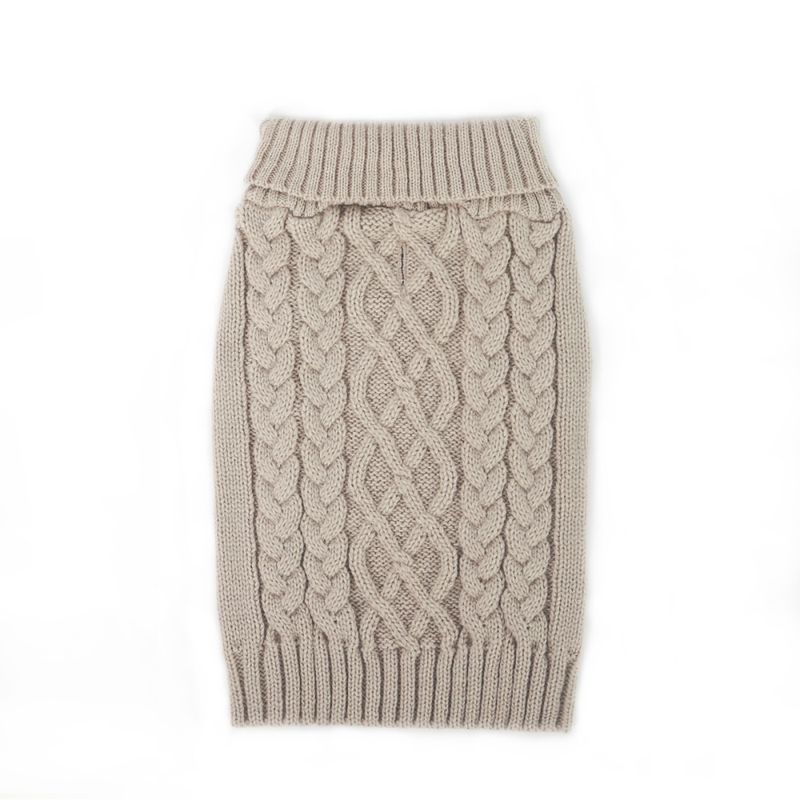 Beige strikket hundegenser 