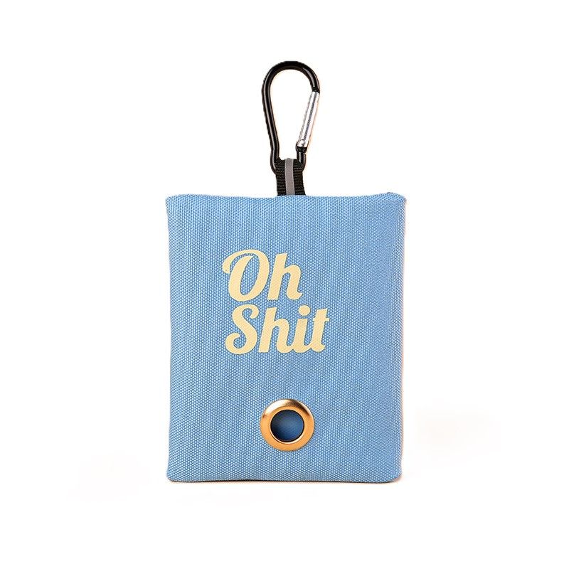 Lyseblå hundeposeholder - Oh Shit