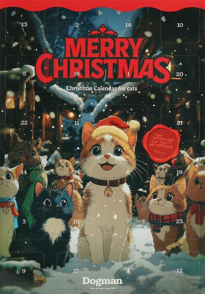 Julekalender til katt med ulike godbiter