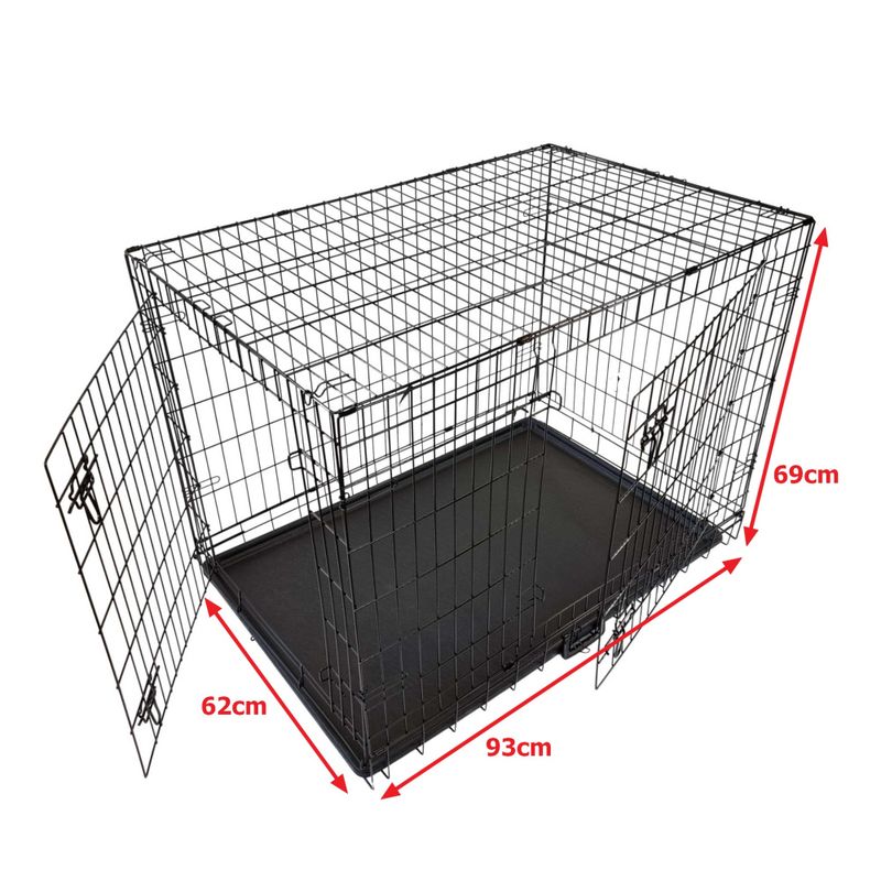 Large sammenleggbart stålbur til hund (93x62x69cm)