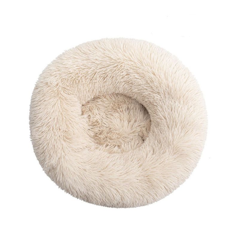 Lys beige Donut hundeseng - Fluffy rund hunde - og katteseng, flere str