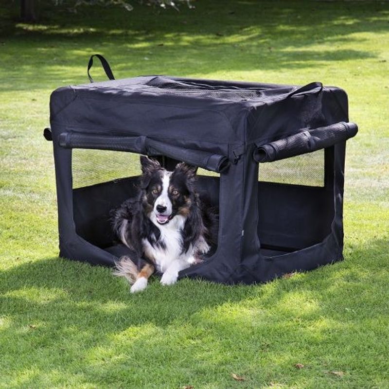  70cm L Sort canvas hundebur