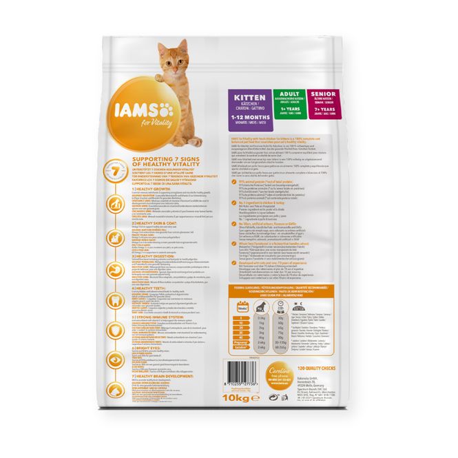 Hovedbilde IAMS CAT Vitality Kitten & Junior kylling 10kg