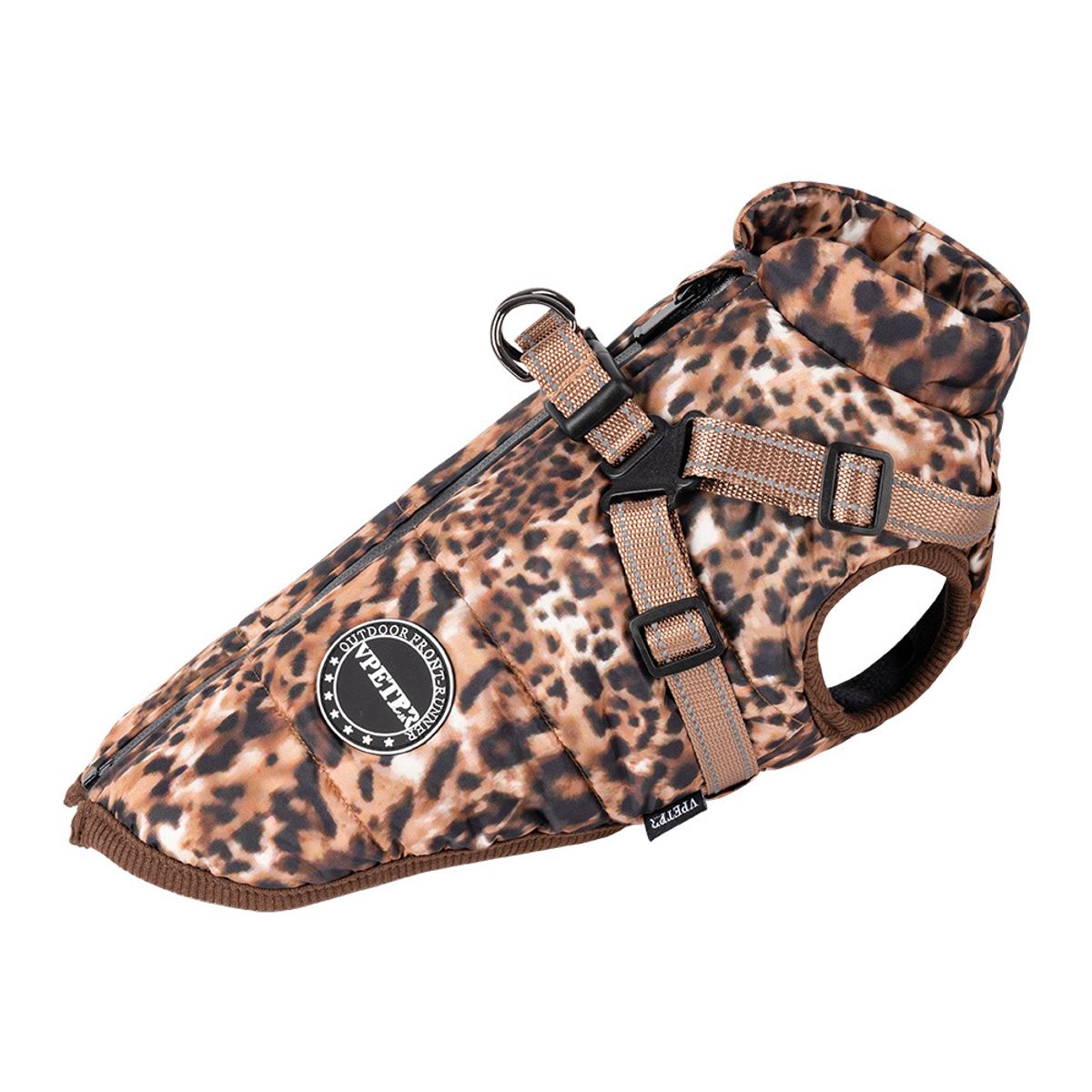 Leopard print hundedekken med integrert sele
